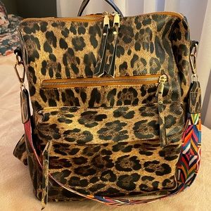 Leopard backpack purse